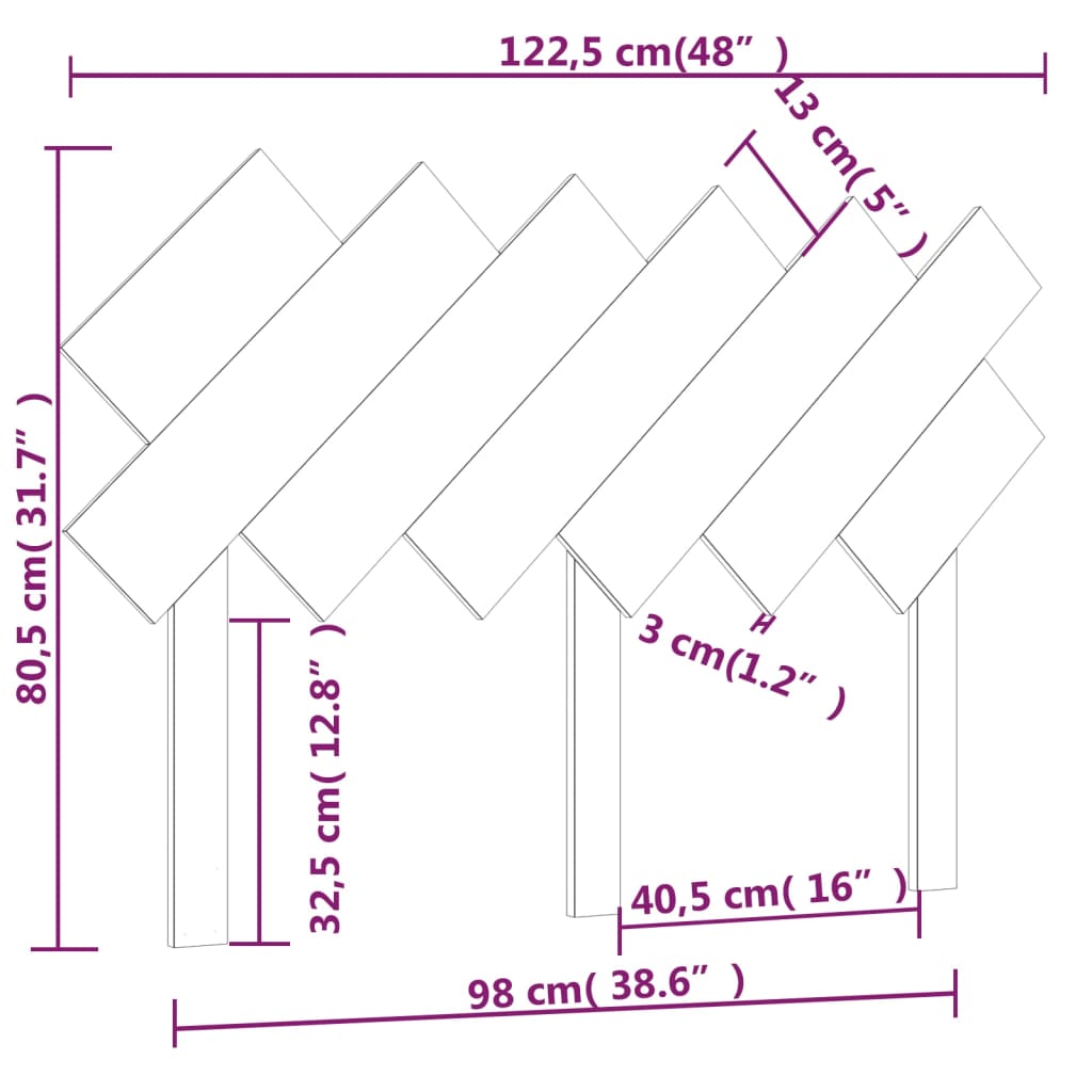 Sengegavl honningbrun 122,5x3x80,5 cm heltre furu