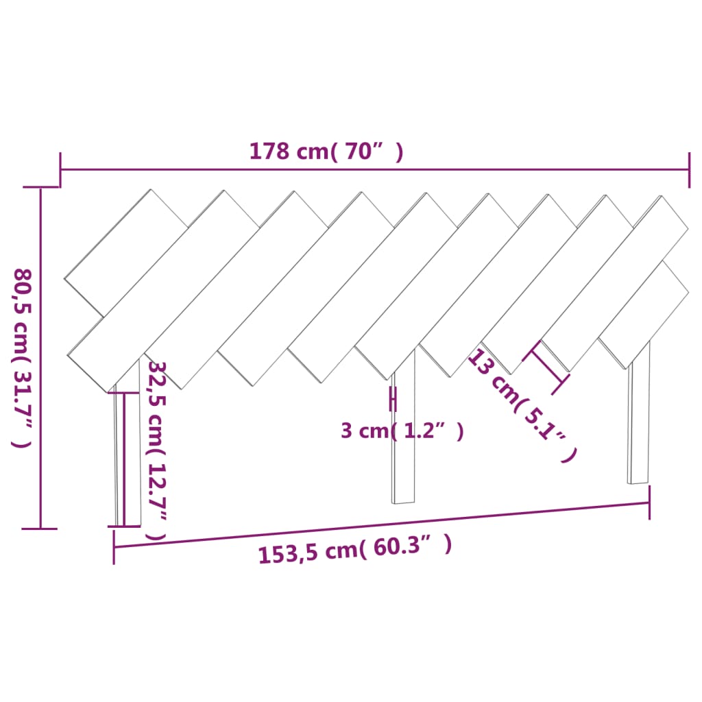 Sengegavl honningbrun 178x3x80,5 cm heltre furu