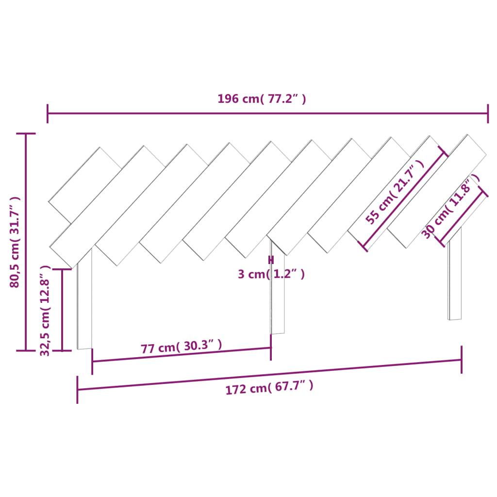 Sengegavl 196x3x80,5 cm heltre furu