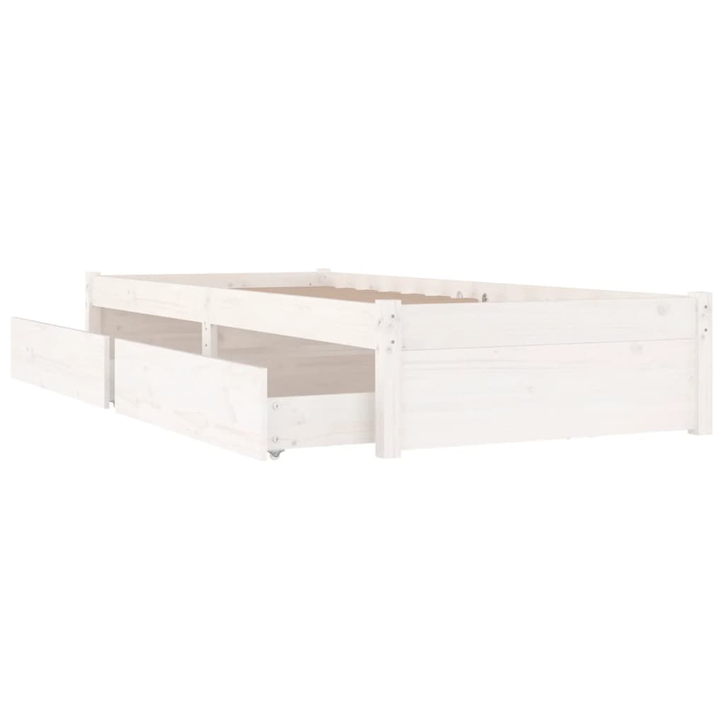 Sengeramme med skuffer hvit 90x200 cm
