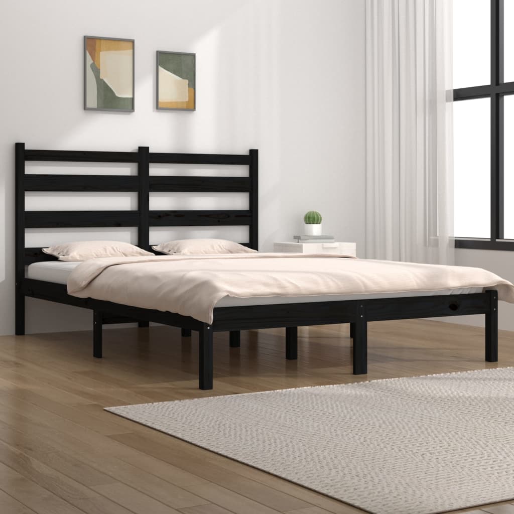 Sengeramme svart heltre furu 140x190 cm