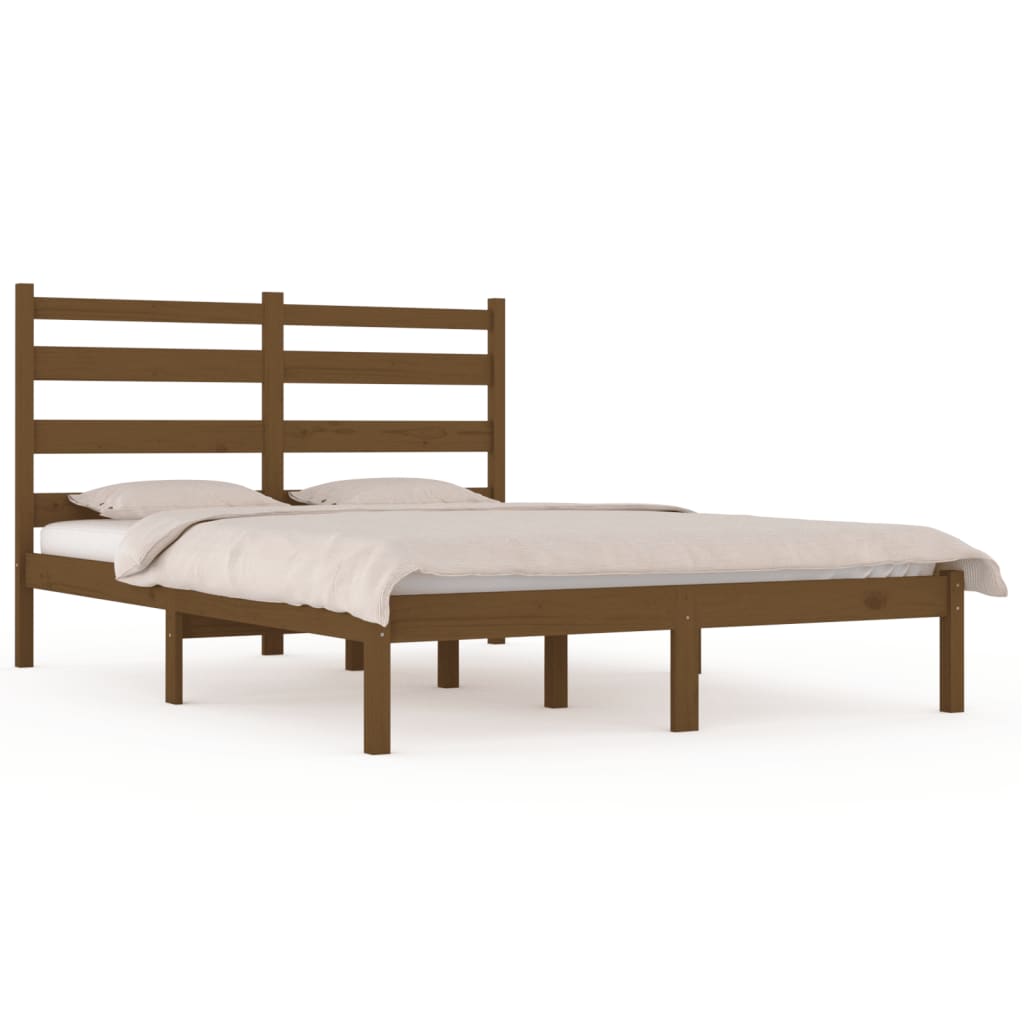 Sengeramme honningbrun heltre furu 200x200 cm