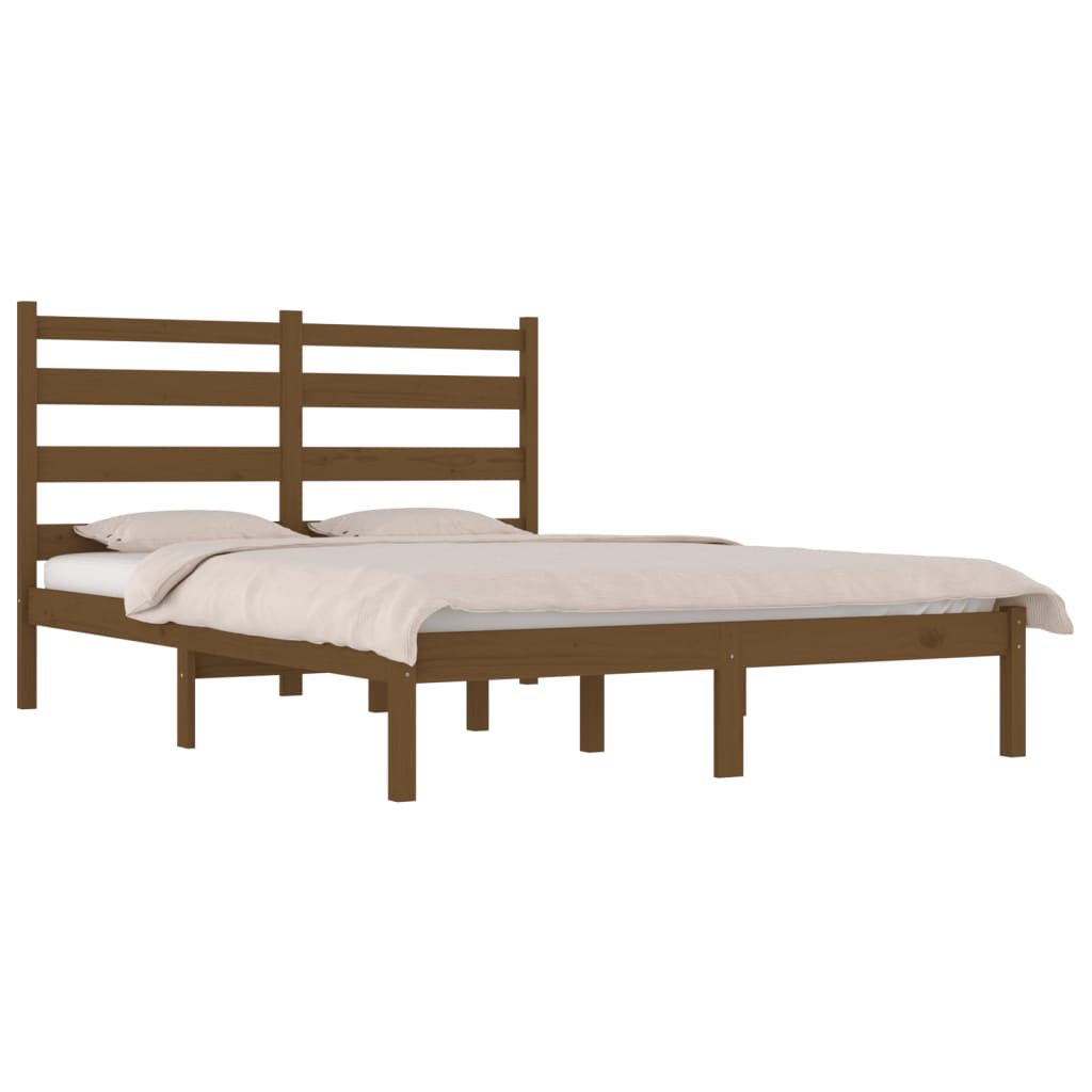 Sengeramme honningbrun heltre furu 200x200 cm