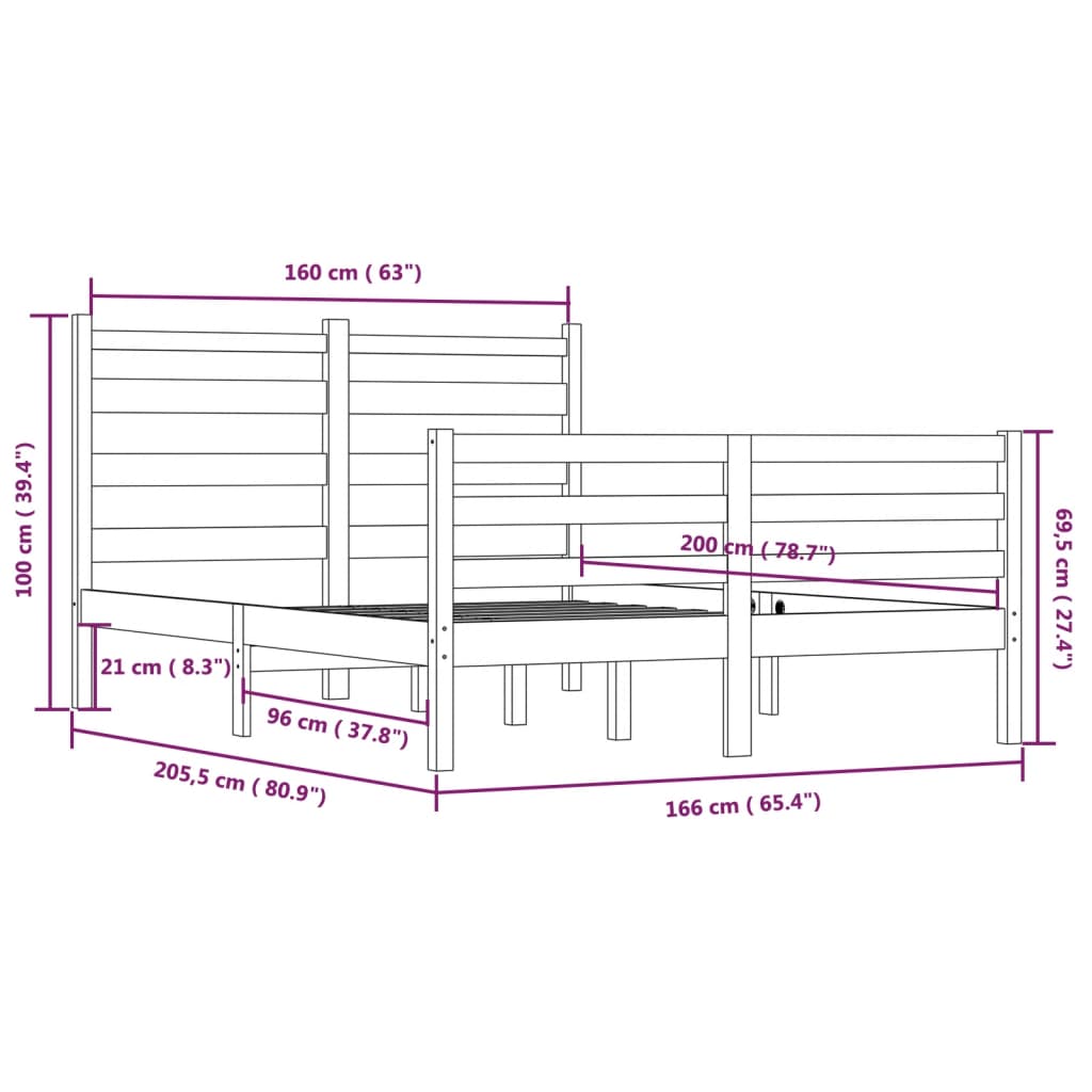 Sengeramme heltre furu 160x200 cm