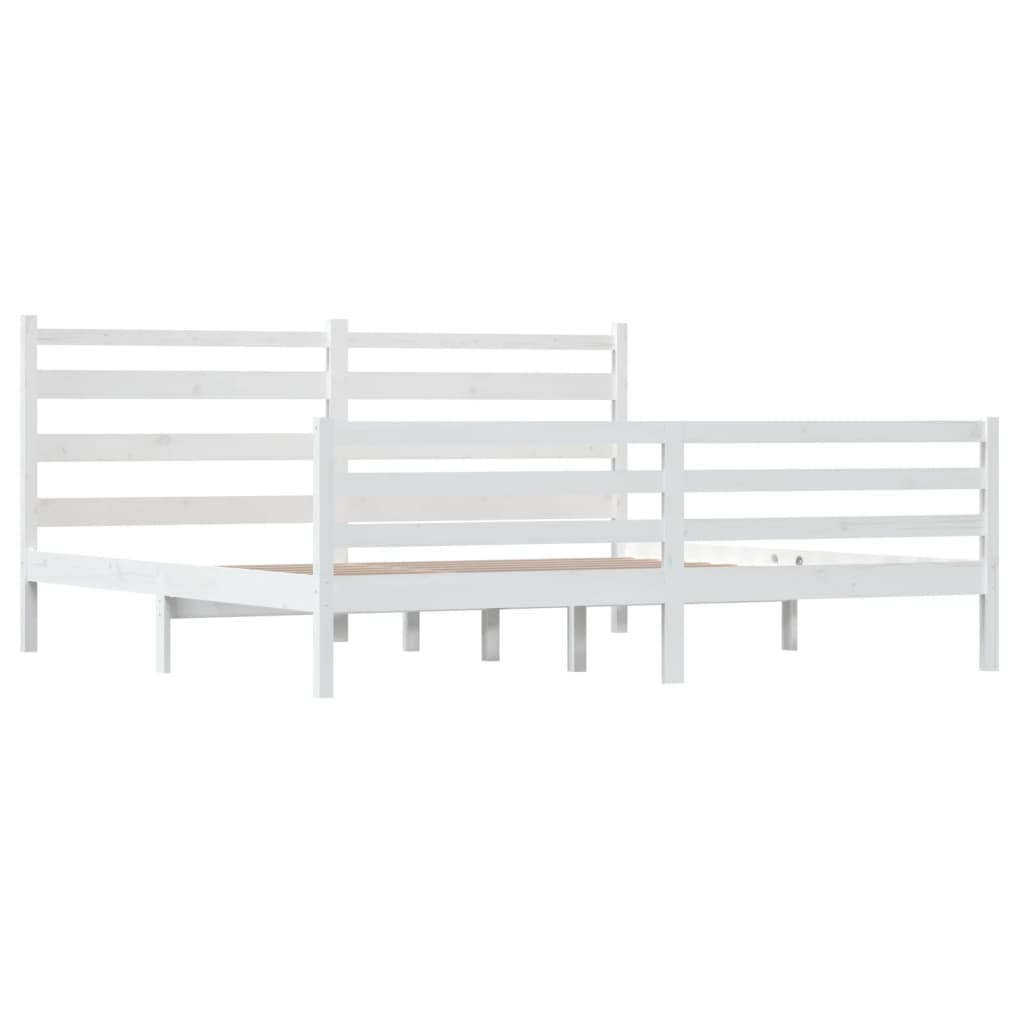 Sengeramme heltre furu 200x200 cm hvit