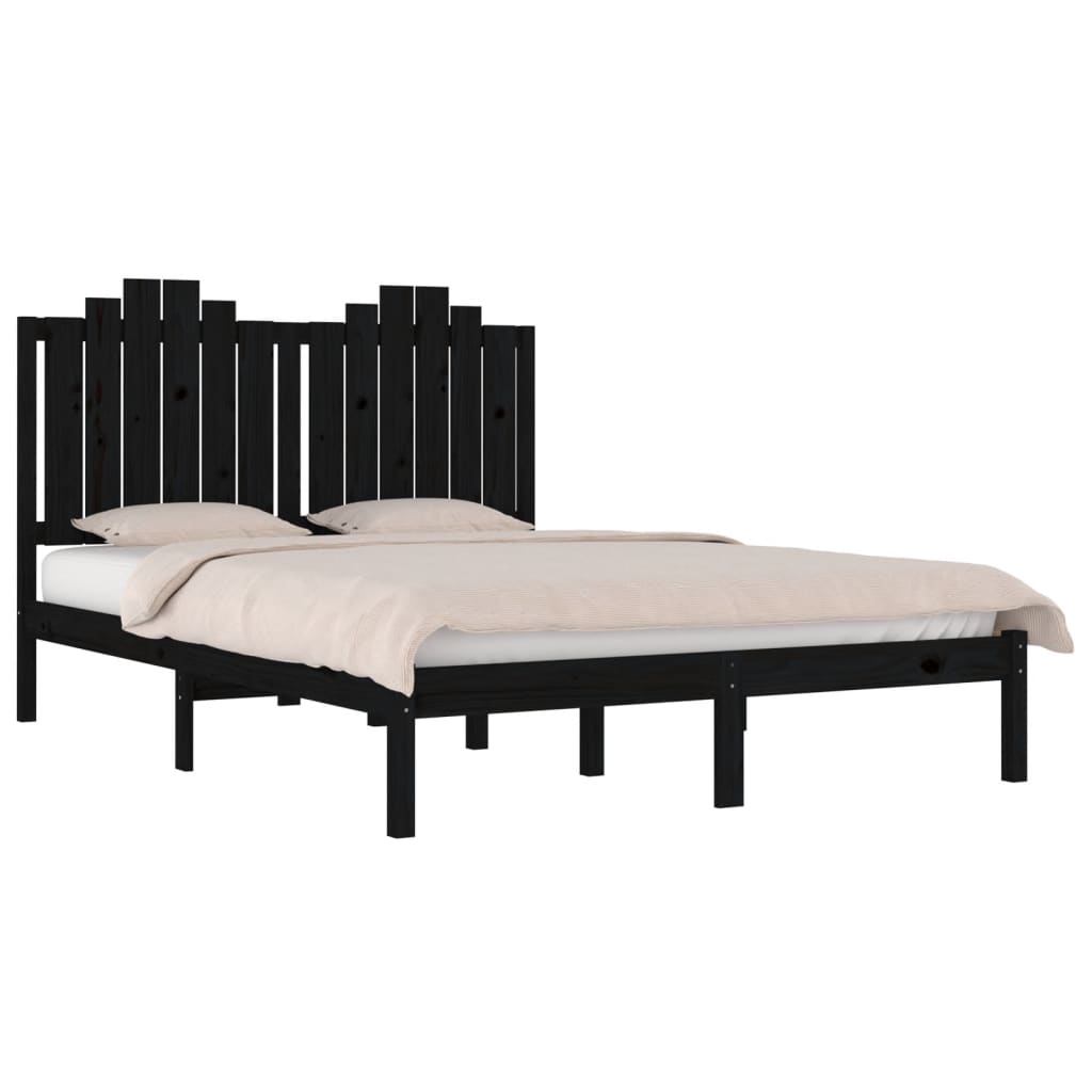 Sengeramme svart heltre furu 200x200 cm