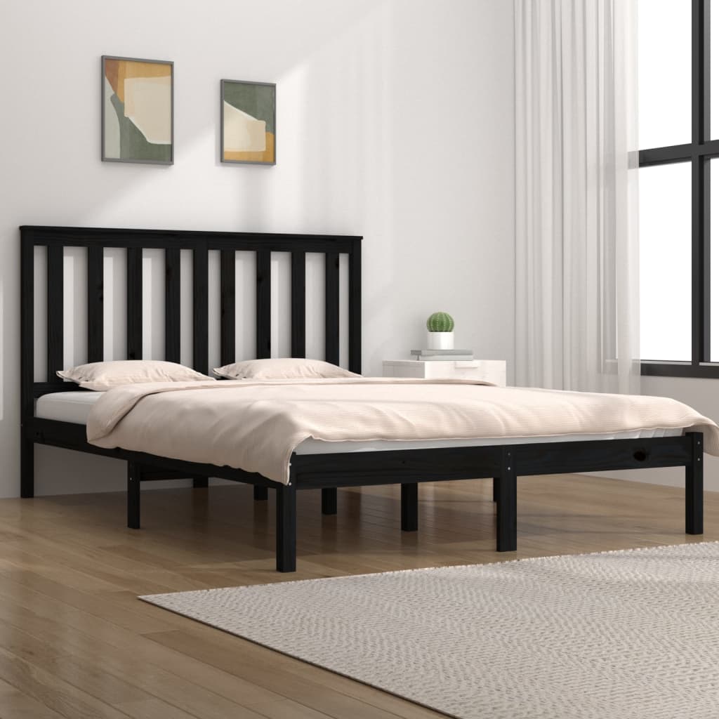 Sengeramme svart heltre furu 140x190 cm