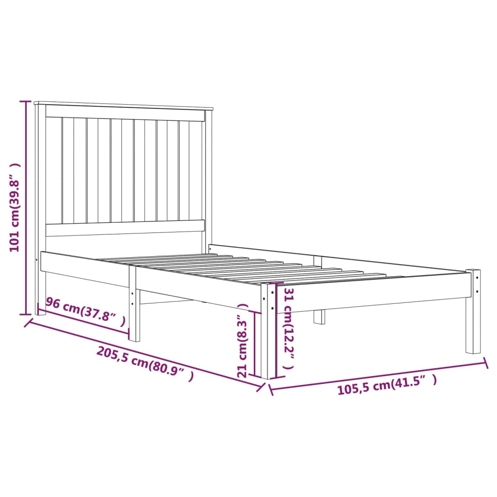 Sengeramme heltre furu 100x200 cm