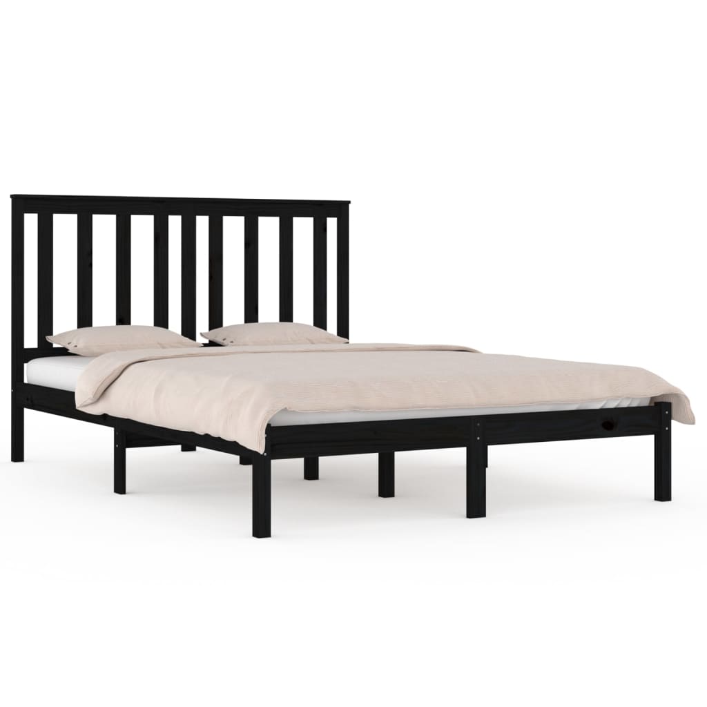 Sengeramme svart heltre furu 200x200 cm