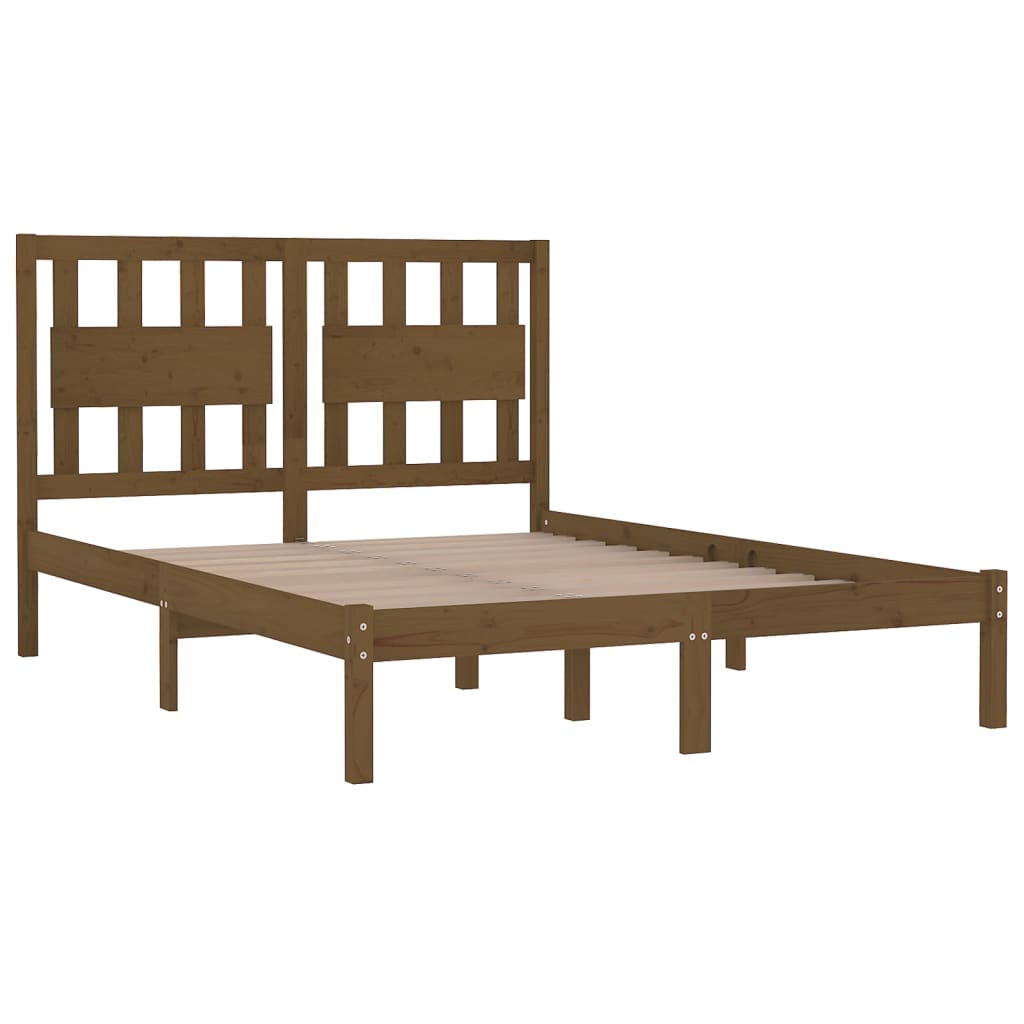 Sengeramme honningbrun heltre furu 200x200 cm