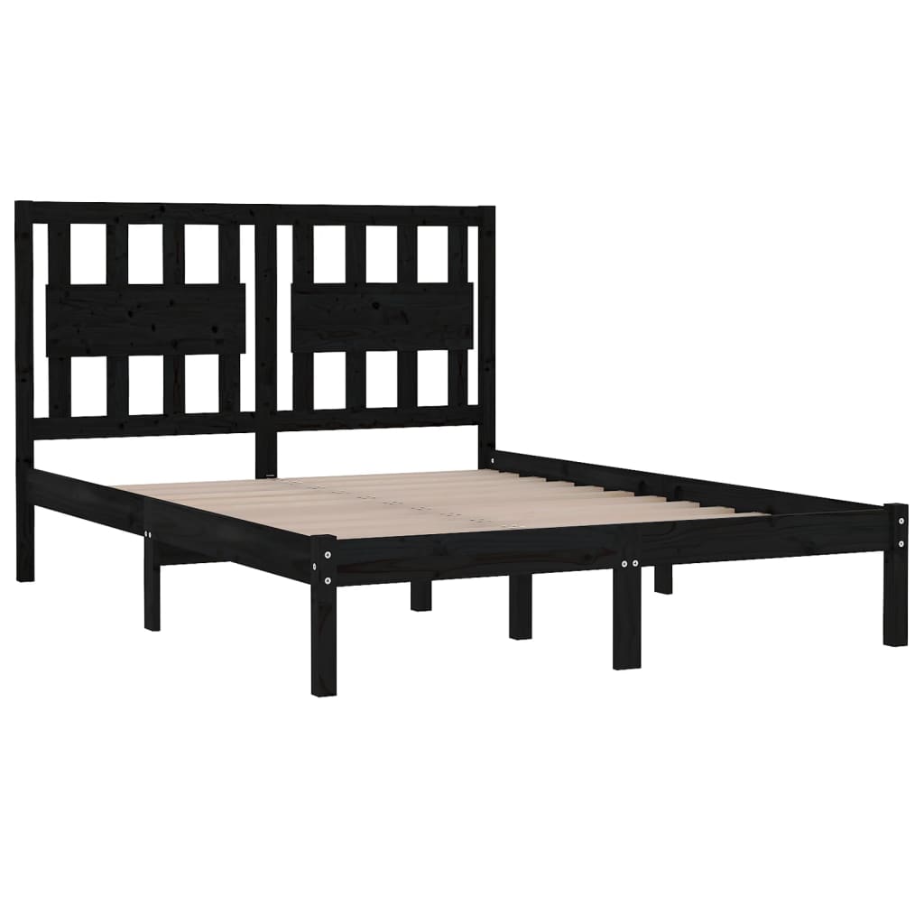 Sengeramme svart heltre furu 200x200 cm