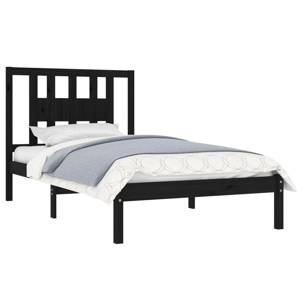 Sengeramme svart heltre furu 100x200 cm