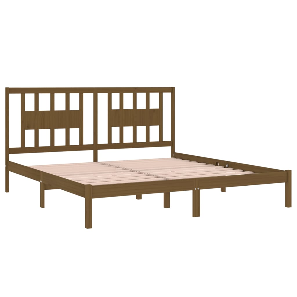 Sengeramme honningbrun heltre furu 200x200 cm