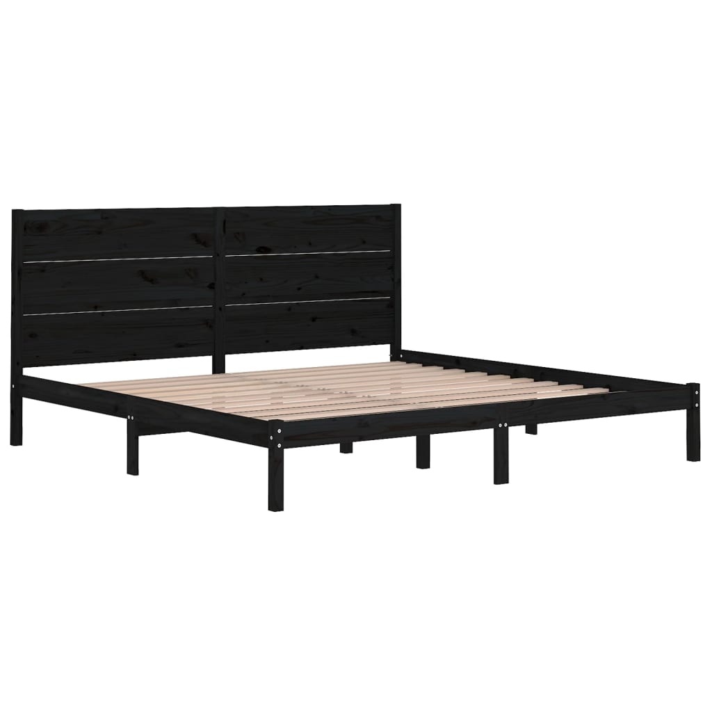 Sengeramme svart heltre furu 200x200 cm