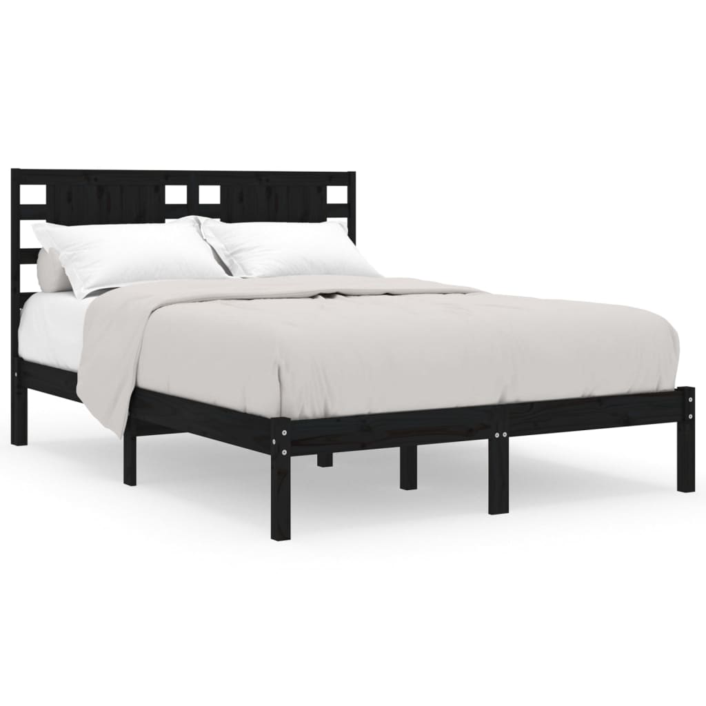 Sengeramme svart heltre furu 140x190 cm