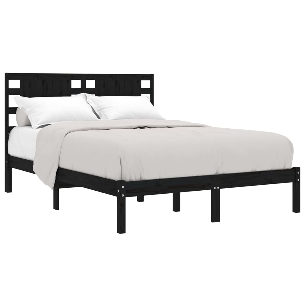 Sengeramme svart heltre furu 140x190 cm