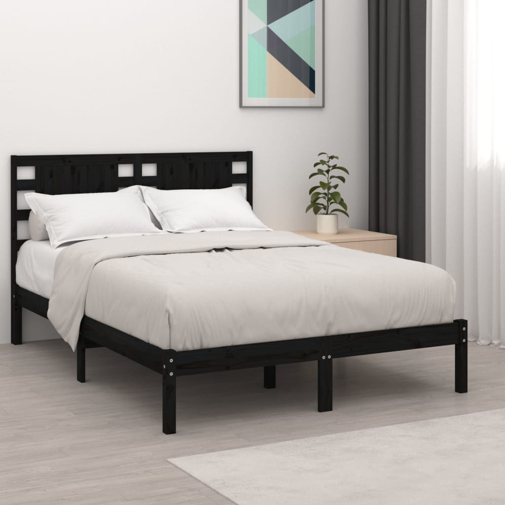 Sengeramme svart heltre furu 140x190 cm