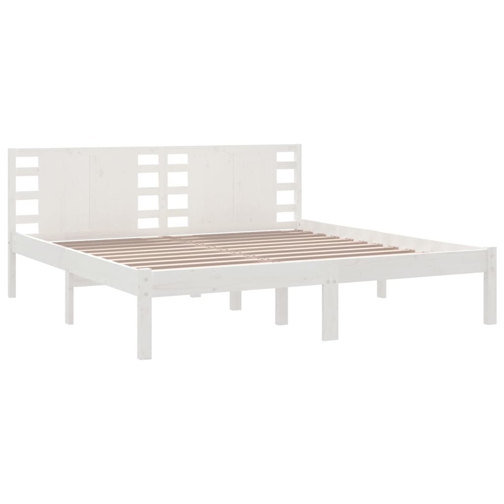 Sengeramme med madrass hvit 200x200 cm heltre furu