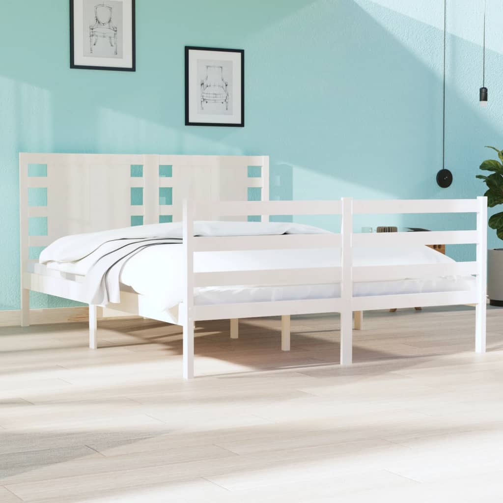 Sengeramme uten madrass hvit 120x190 cm heltre furu
