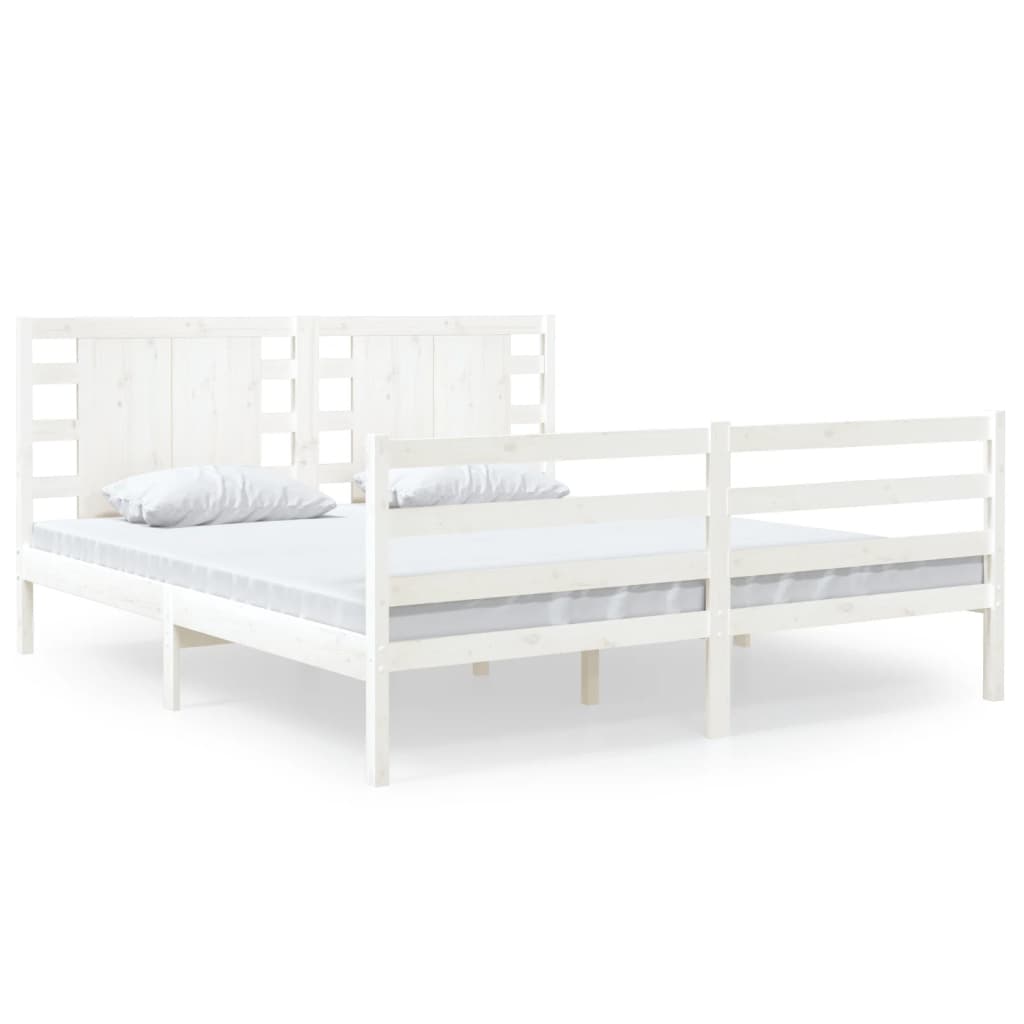 Sengeramme uten madrass hvit 150x200 cm heltre furu