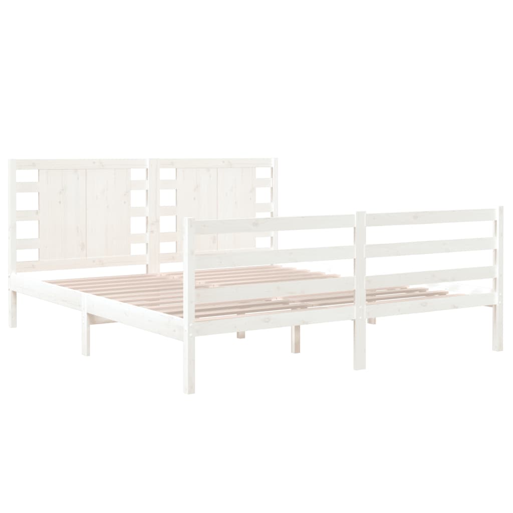 Sengeramme uten madrass hvit 150x200 cm heltre furu
