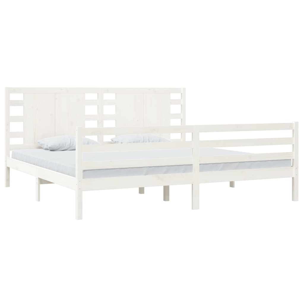Sengeramme med madrass hvit 200x200 cm heltre furu