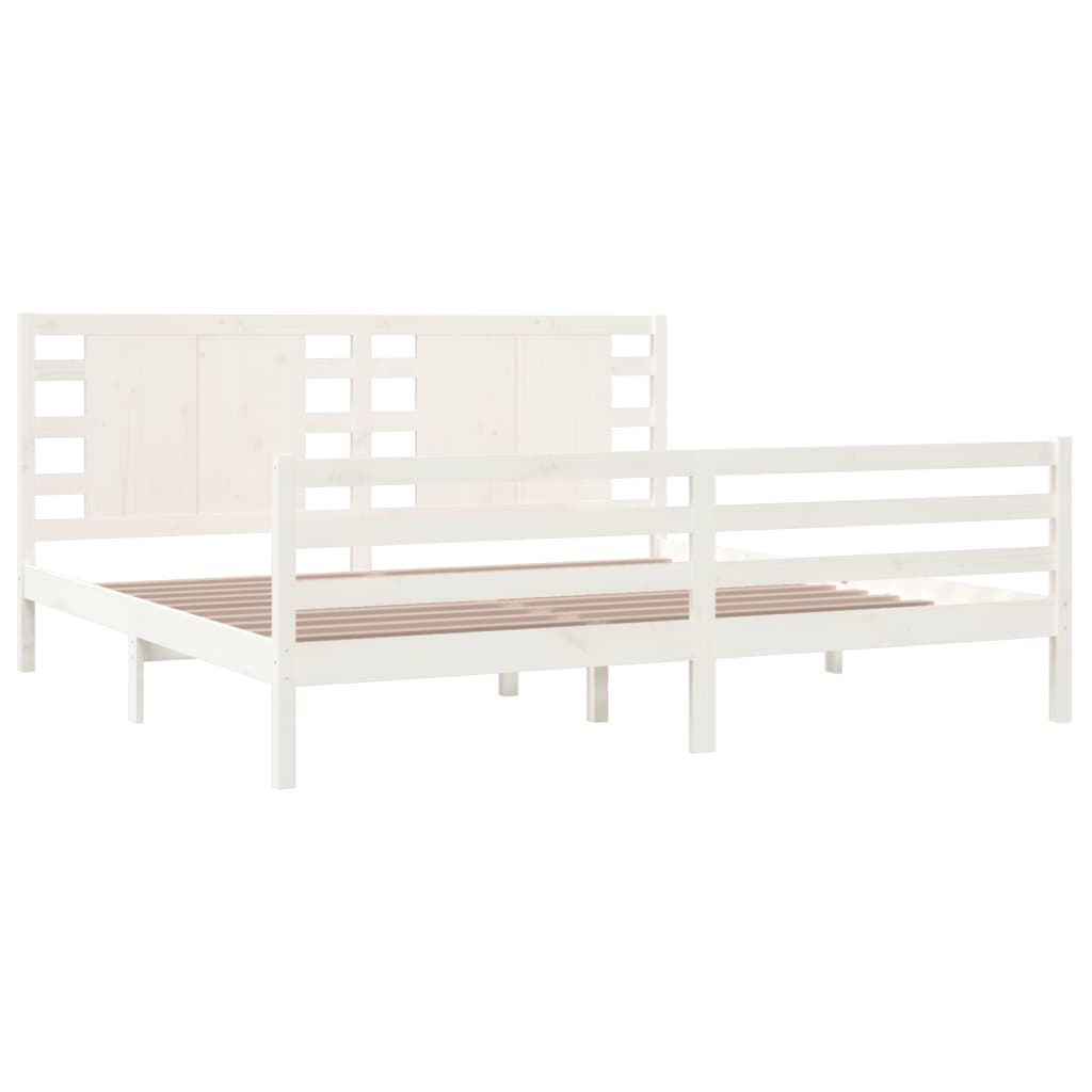 Sengeramme med madrass hvit 200x200 cm heltre furu