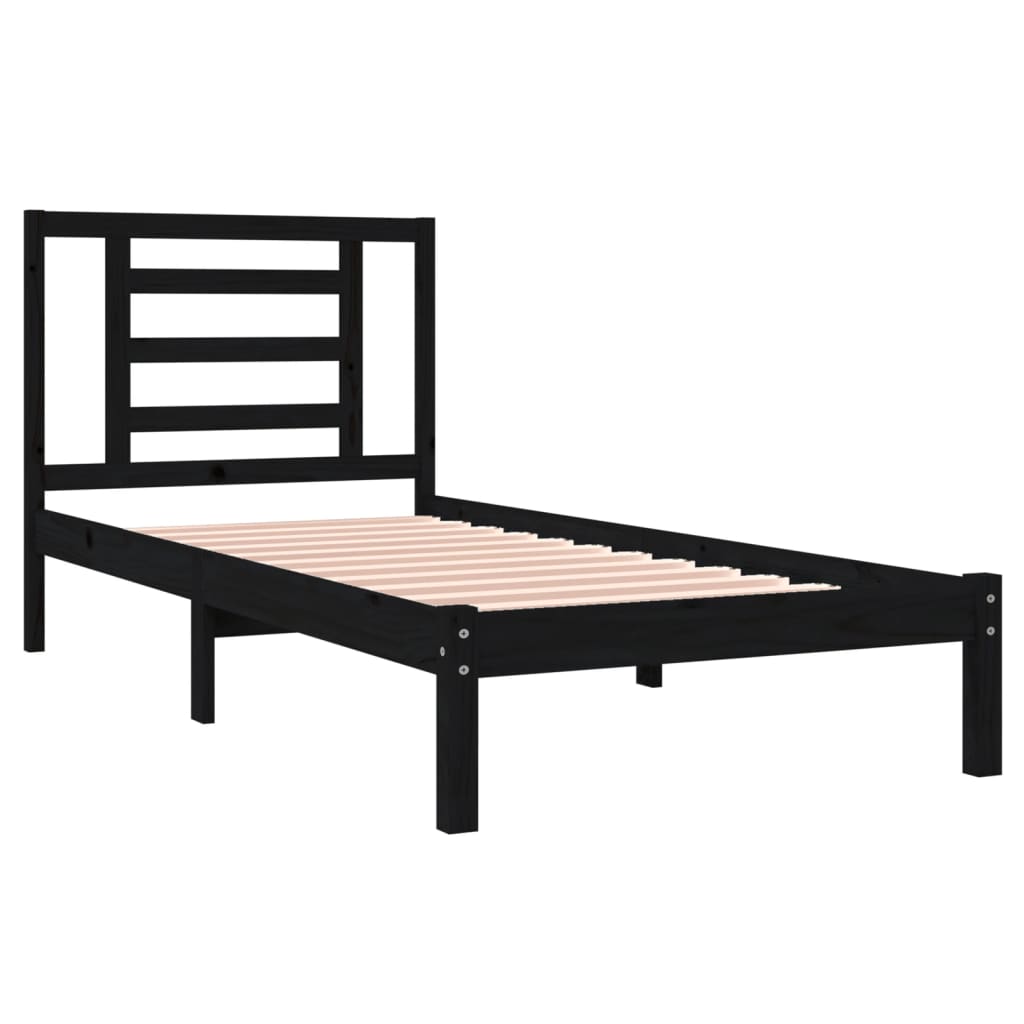 Sengeramme svart heltre furu 100x200 cm