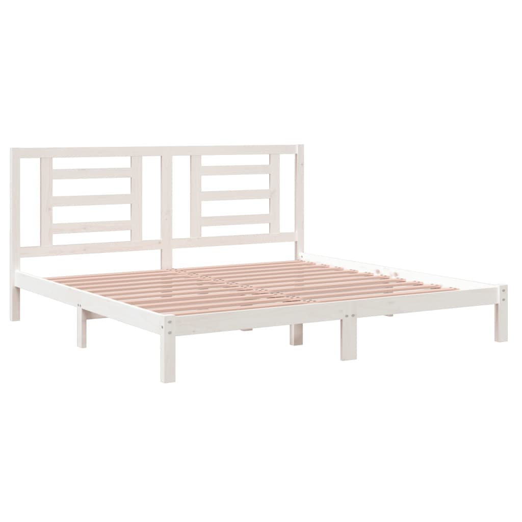 Sengeramme med madrass hvit 200x200 cm heltre furu