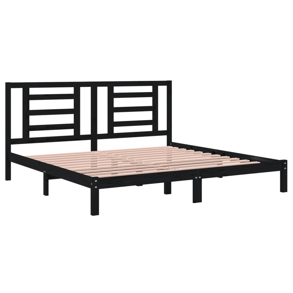 Sengeramme svart heltre furu 200x200 cm