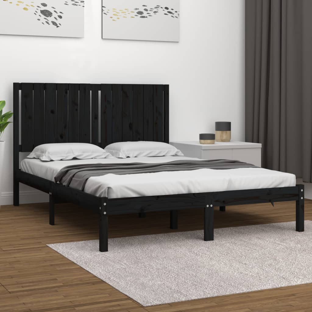 Sengeramme svart heltre furu 140x190 cm