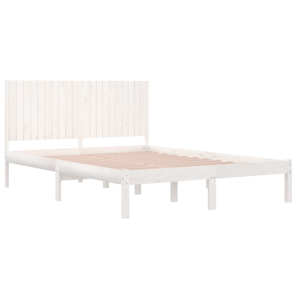 Sengeramme med madrass hvit 200x200 cm heltre furu