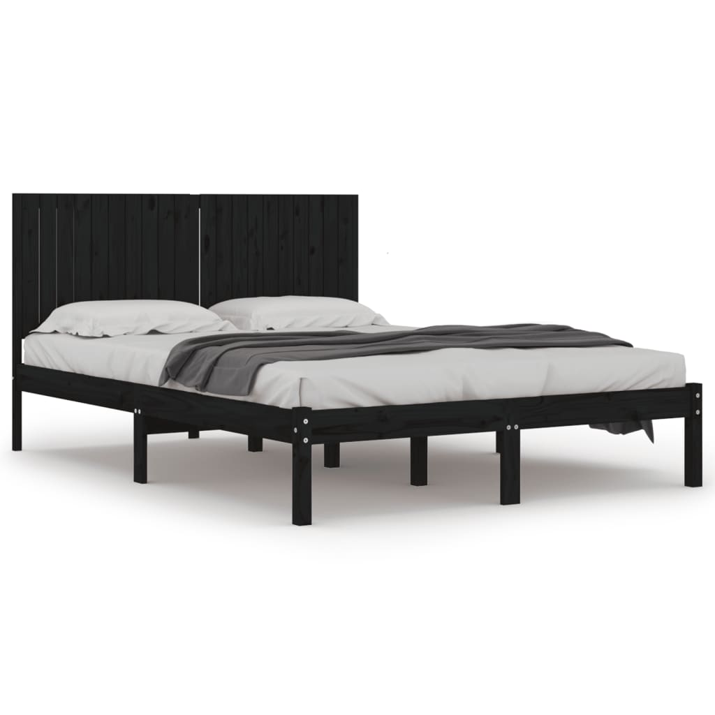 Sengeramme svart heltre furu 200x200 cm