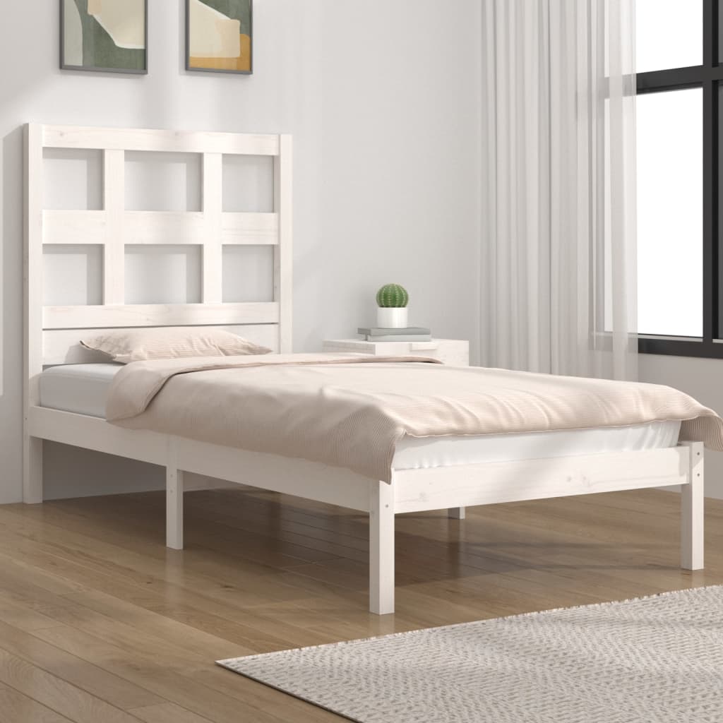 Sengeramme uten madrass hvit 75x190 cm heltre furu