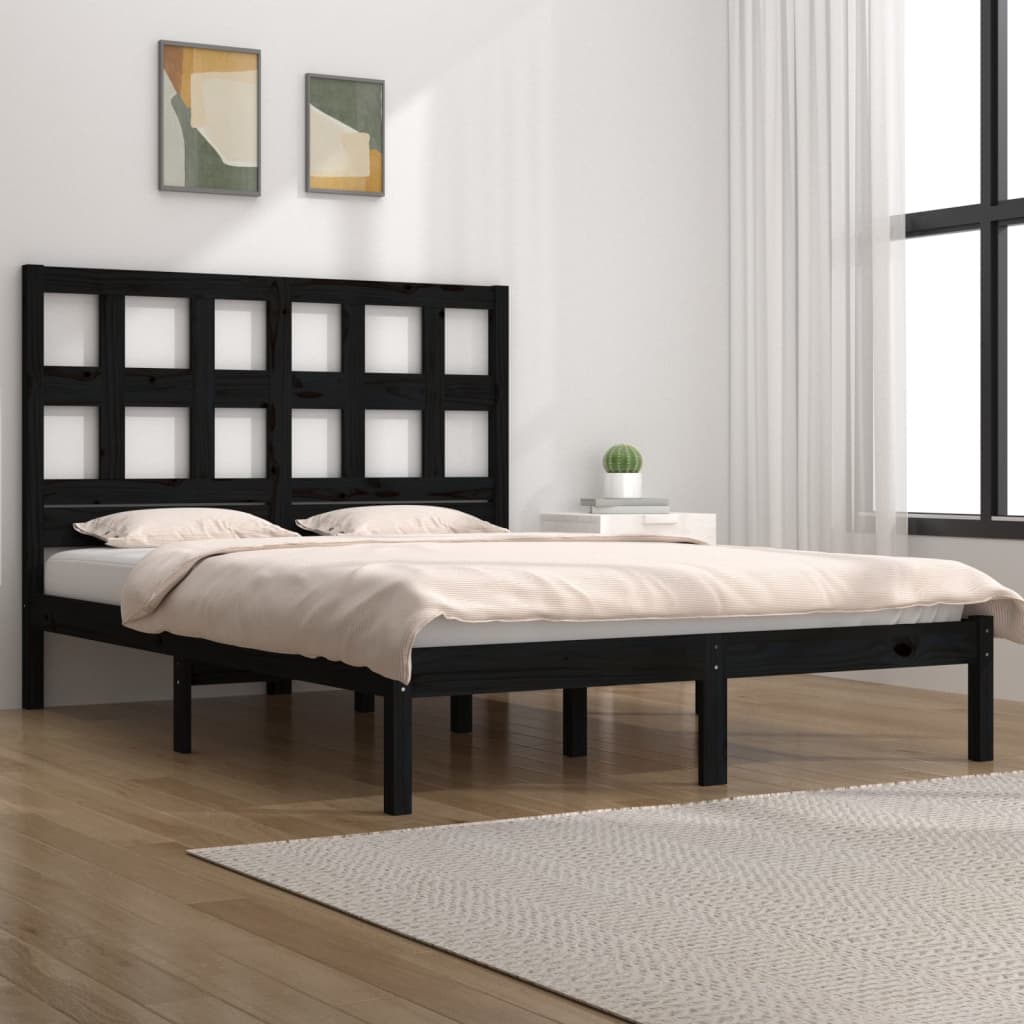 Sengeramme svart heltre furu 140x190 cm