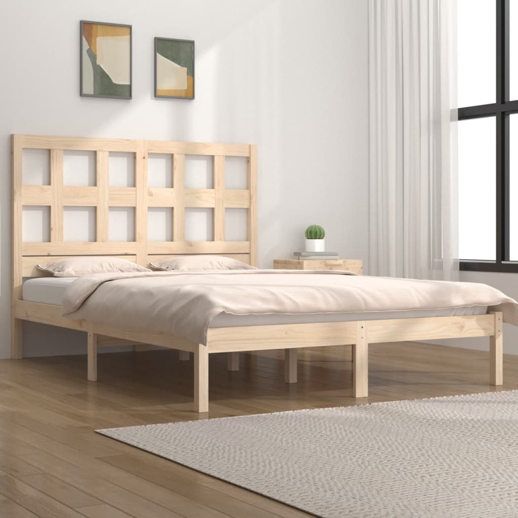 Sengeramme med madrass 200x200 cm heltre furu