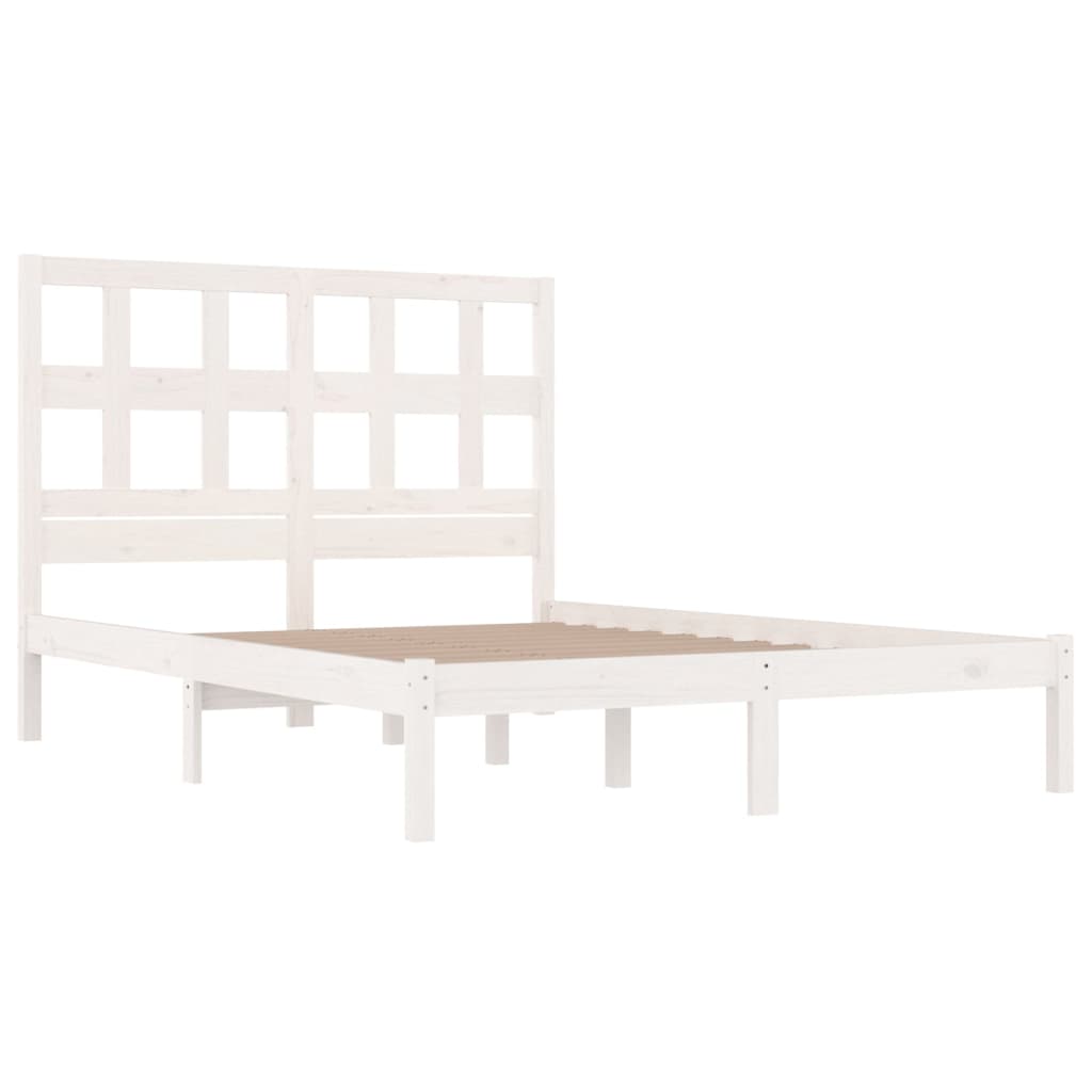 Sengeramme med madrass hvit 200x200 cm heltre furu