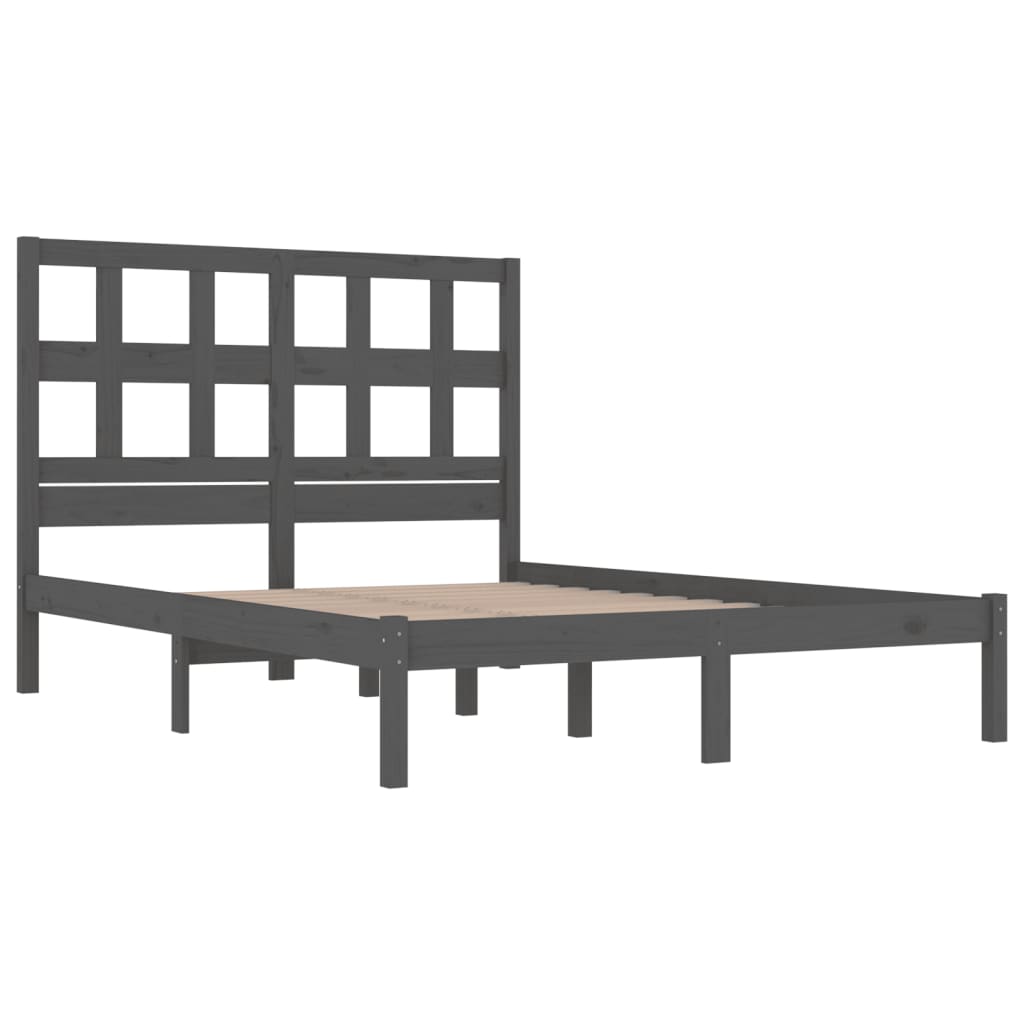 Sengeramme grå heltre furu 200x200 cm