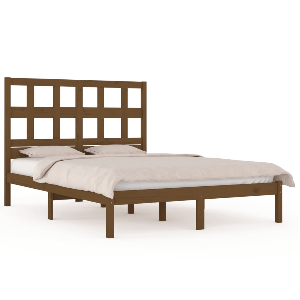 Sengeramme honningbrun heltre furu 200x200 cm