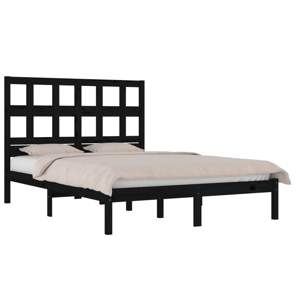 Sengeramme svart heltre furu 200x200 cm