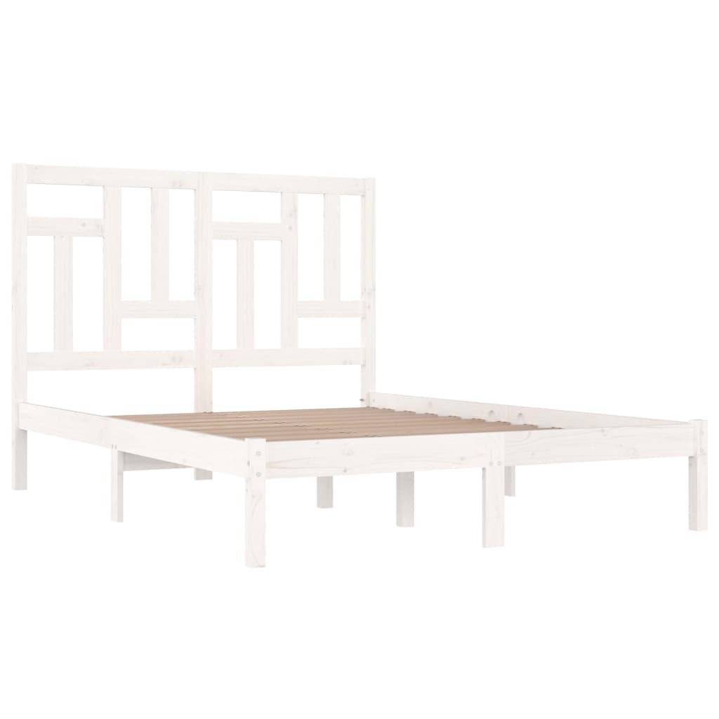 Sengeramme med madrass hvit 200x200 cm heltre furu