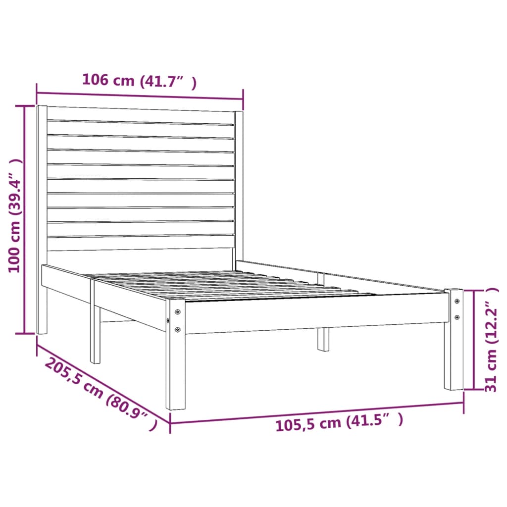 Sengeramme honningbrun heltre 100x200 cm