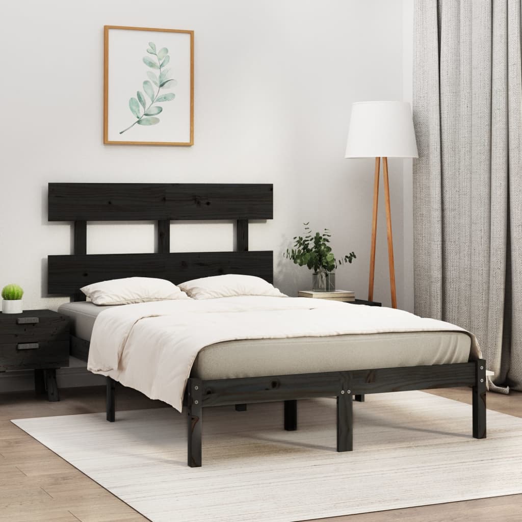 Sengeramme svart heltre 140x190 cm