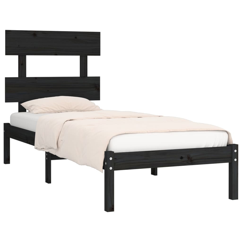Sengeramme svart heltre 100x200 cm