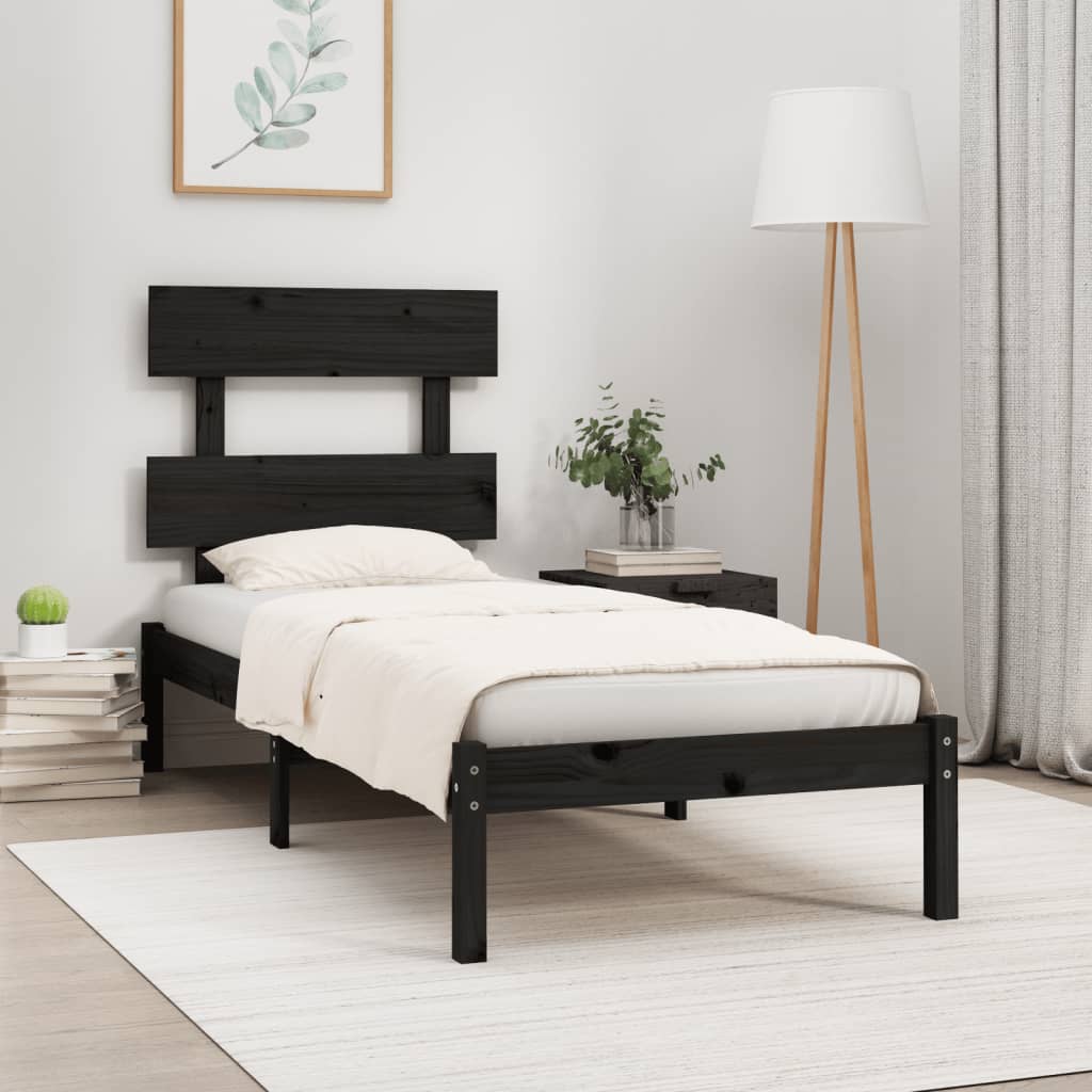 Sengeramme svart heltre 100x200 cm