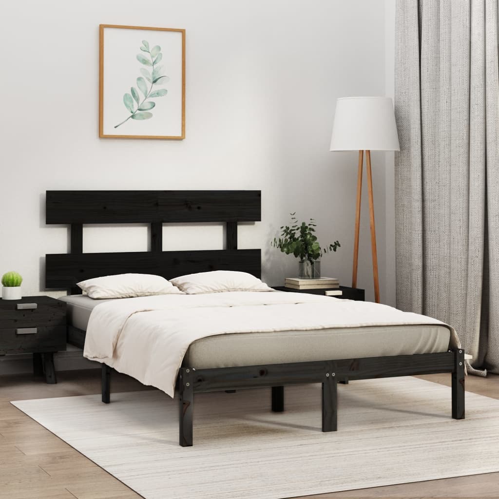Sengeramme svart heltre200x200 cm