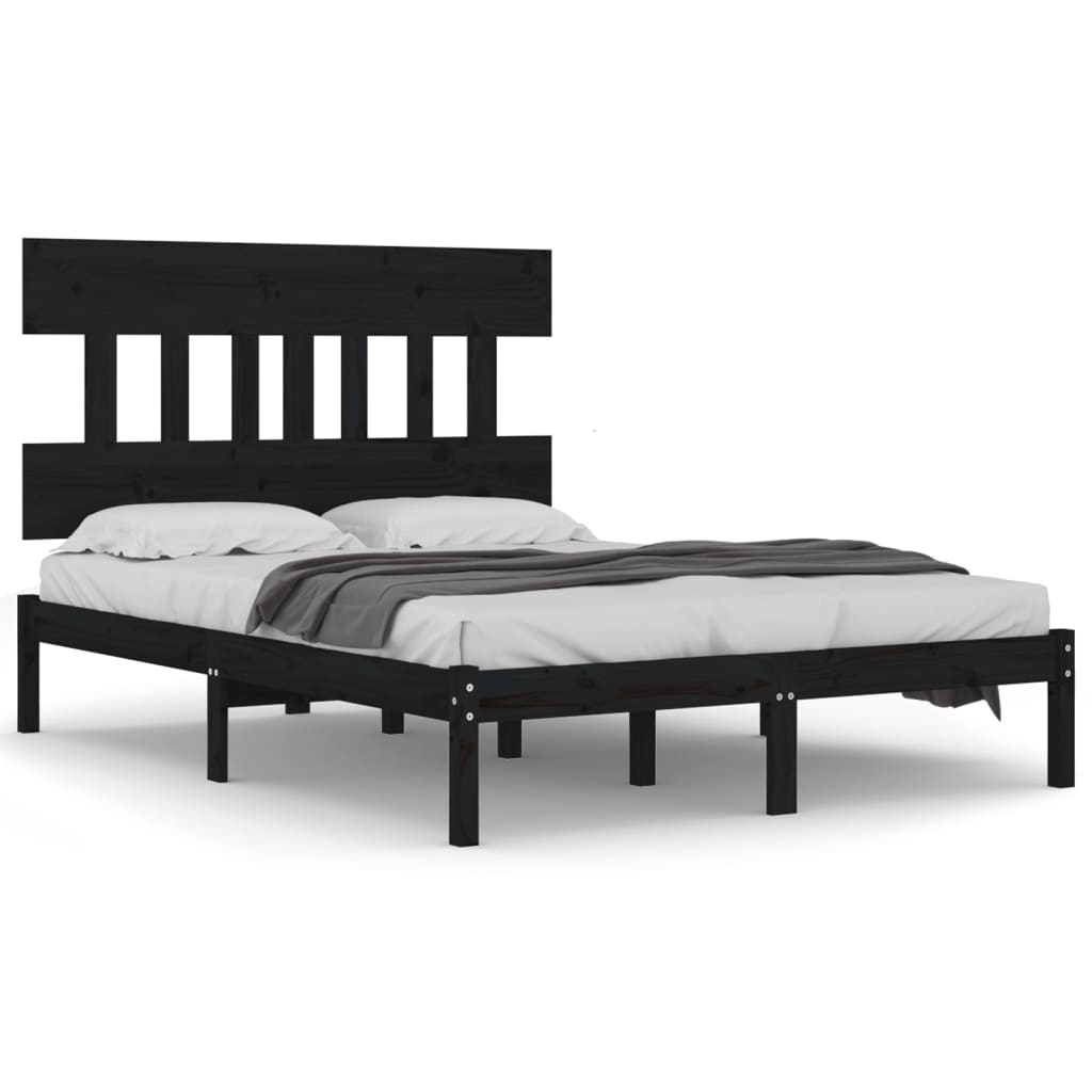 Sengeramme svart heltre 140x190 cm
