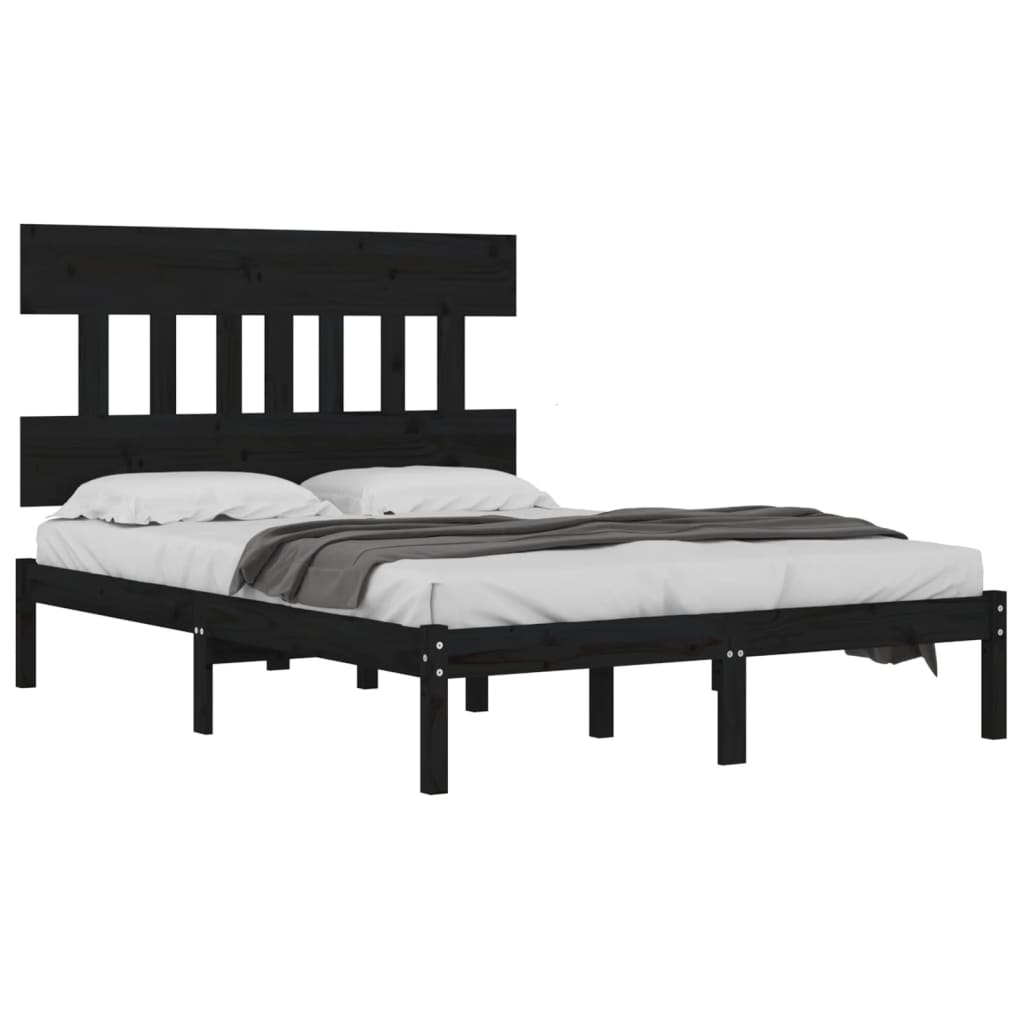 Sengeramme svart heltre 140x190 cm