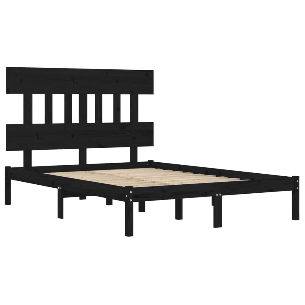 Sengeramme svart heltre 140x190 cm