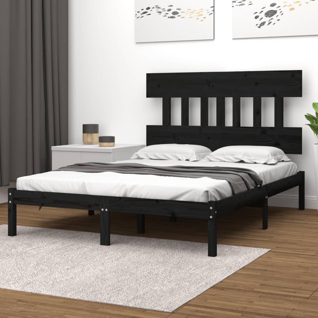 Sengeramme svart heltre 140x190 cm